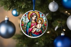 Stained Glass Christmas Round Ornament Sublimation Product Image 4