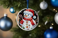 Stained Glass Christmas Round Ornament Sublimation Product Image 4