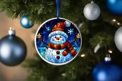Stained Glass Christmas Round Ornament Sublimation Product Image 4