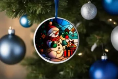 Stained Glass Christmas Round Ornament Sublimation Product Image 4