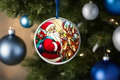 Stained Glass Christmas Round Ornament Sublimation Product Image 4