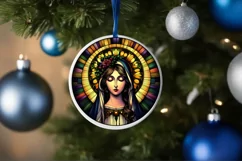 Stained Glass Christmas Round Ornament Sublimation Product Image 4