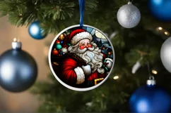 Stained Glass Christmas Round Ornament Sublimation Product Image 4
