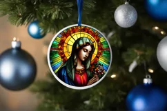 Stained Glass Christmas Round Ornament Sublimation Product Image 4