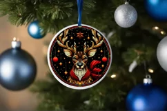 Stained Glass Christmas Round Ornament Sublimation Product Image 4