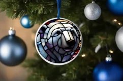 Stained Glass Christmas Round Ornament Sublimation Product Image 4