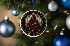 Stained Glass Christmas Round Ornament Sublimation Product Image 4