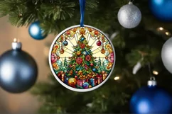Stained Glass Christmas Round Ornament Sublimation Product Image 4