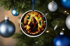 Stained Glass Christmas Round Ornament Sublimation Product Image 4