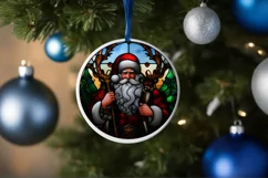 Stained Glass Christmas Round Ornament Sublimation Product Image 4