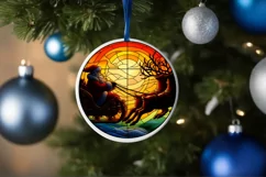 Stained Glass Christmas Round Ornament Sublimation Product Image 4