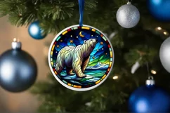 Stained Glass Christmas Round Ornament Sublimation Product Image 4