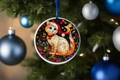 Stained Glass Christmas Round Ornament Sublimation Product Image 4