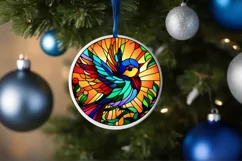 Stained Glass Christmas Round Ornament Sublimation Product Image 4