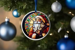 Stained Glass Christmas Round Ornament Sublimation Product Image 4