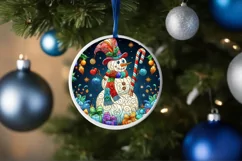 Stained Glass Christmas Round Ornament Sublimation Product Image 4