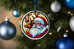 Stained Glass Christmas Round Ornament Sublimation Product Image 4