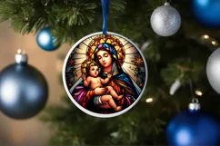 Stained Glass Christmas Round Ornament Sublimation Product Image 4