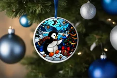 Stained Glass Christmas Round Ornament Sublimation Product Image 4