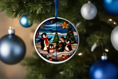 Stained Glass Christmas Round Ornament Sublimation Product Image 4