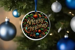 Stained Glass Christmas Round Ornament Sublimation Product Image 4