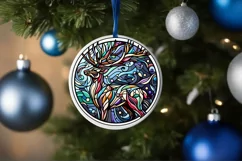 Stained Glass Christmas Round Ornament Sublimation Product Image 4