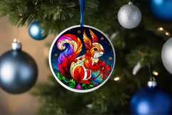 Stained Glass Christmas Round Ornament Sublimation Product Image 4