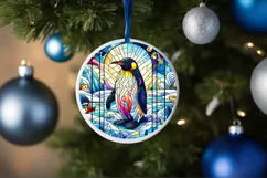 Stained Glass Christmas Round Ornament Sublimation Product Image 4
