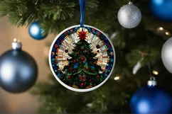 Stained Glass Christmas Round Ornament Sublimation Product Image 4
