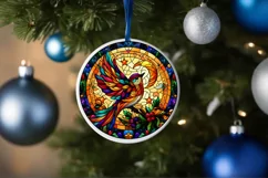 Stained Glass Christmas Round Ornament Sublimation Product Image 4