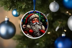 Stained Glass Christmas Round Ornament Sublimation Product Image 4