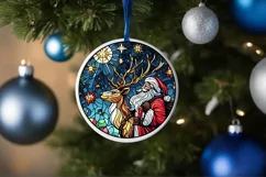 Stained Glass Christmas Round Ornament Sublimation Product Image 4
