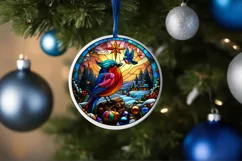 Stained Glass Christmas Round Ornament Sublimation Product Image 4