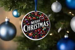 Stained Glass Christmas Round Ornament Sublimation Product Image 4