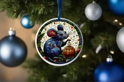 Stained Glass Christmas Round Ornament Sublimation Product Image 4