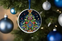 Stained Glass Christmas Round Ornament Sublimation Product Image 4