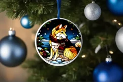 Stained Glass Christmas Round Ornament Sublimation Product Image 4