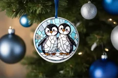 Stained Glass Christmas Round Ornament Sublimation Product Image 4