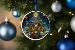 Stained Glass Christmas Round Ornament Sublimation Product Image 4