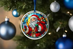 Stained Glass Christmas Round Ornament Sublimation Product Image 4