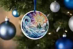 Stained Glass Christmas Round Ornament Sublimation Product Image 4