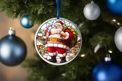 Stained Glass Christmas Round Ornament Sublimation Product Image 4