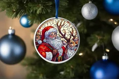 Stained Glass Christmas Round Ornament Sublimation Product Image 4