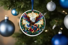 Stained Glass Christmas Round Ornament Sublimation Product Image 4