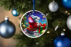 Stained Glass Christmas Round Ornament Sublimation Product Image 4