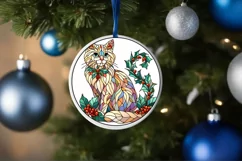 Stained Glass Christmas Round Ornament Sublimation Product Image 4