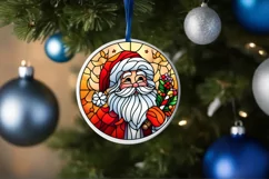 Stained Glass Christmas Round Ornament Sublimation Product Image 4