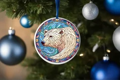 Stained Glass Christmas Round Ornament Sublimation Product Image 4