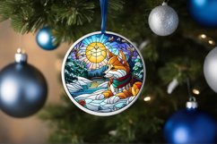 Stained Glass Christmas Round Ornament Sublimation Product Image 4