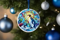 Stained Glass Christmas Round Ornament Sublimation Product Image 4